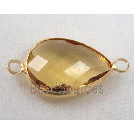 Chinese crystal glass connector, faceted teardrop