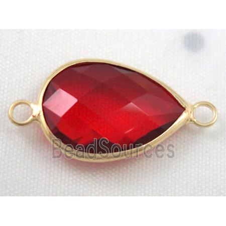 Chinese crystal glass connector, faceted teardrop