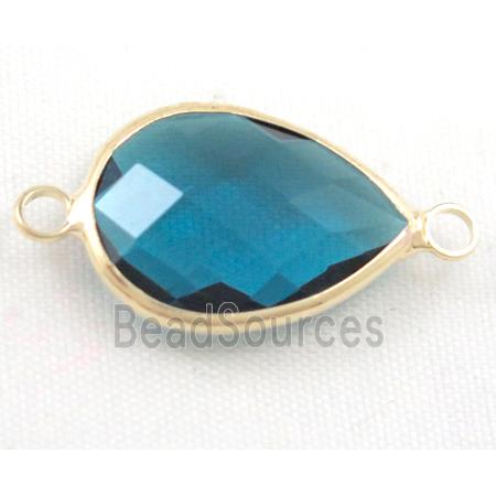 Chinese crystal glass connector, faceted teardrop