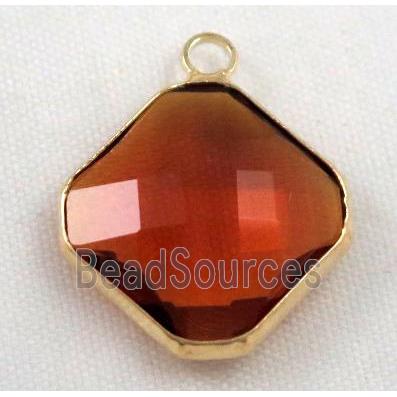 Chinese crystal glass pendant, faceted square