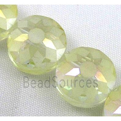 cut glass crystal bead, sun flower, yellow