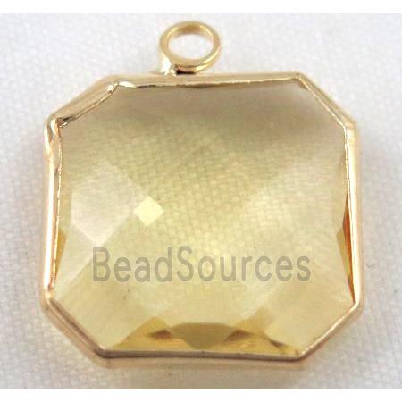 Chinese crystal glass pendant, faceted square