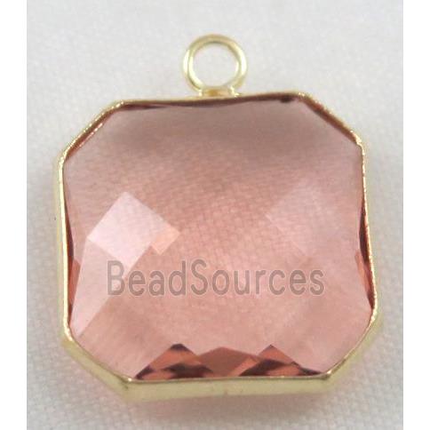 Chinese crystal glass pendant, faceted square