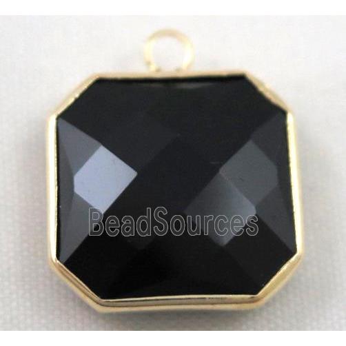 Chinese crystal glass pendant, faceted square