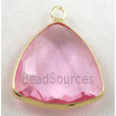 Chinese crystal glass pendant, faceted triangle