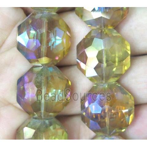 Chinese crystal bead, faceted flat round