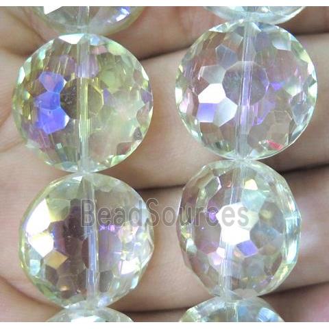 Chinese crystal bead, faceted flat round