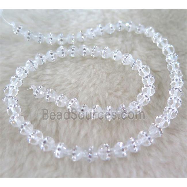 Chinese crystal bead with rhinestone, faceted round