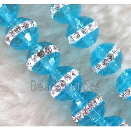 Chinese crystal bead with rhinestone, faceted round