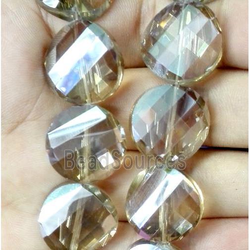 chinese crystal bead, faceted, twist round