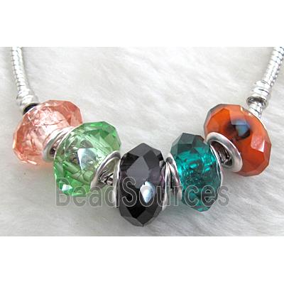 crystal glass beads, faceted rondelle, mixed color