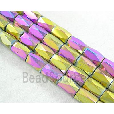 magnetic Hematite Beads, faceted tube, 5-color