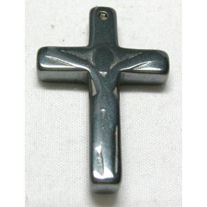 Black Hematite Cross Pendant With Hole