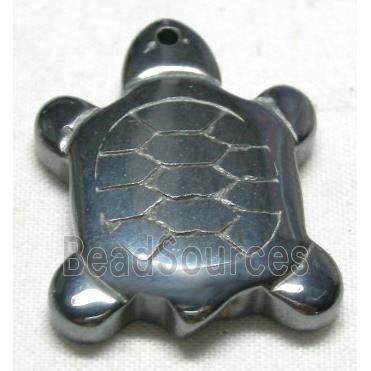 turtle charm, Black Hematite Pendant With Hole