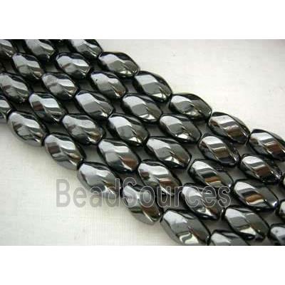 Magnetic Hematite beads, 6 facets twist, A grade