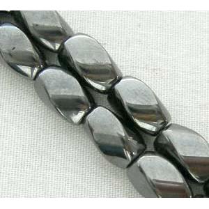 Magnetic Hematite Bead, 4 facets twist, A grade