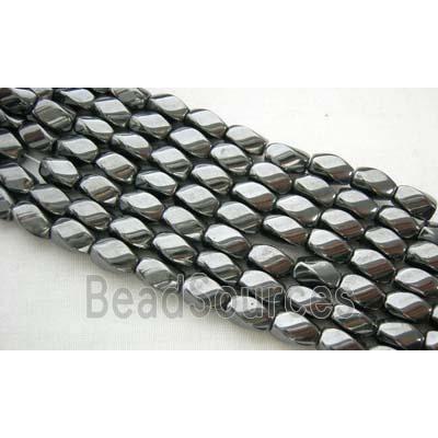 Magnetic Hematite Bead, 4 facets twist, A grade