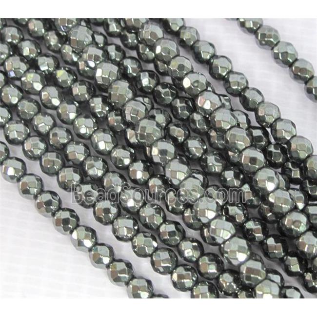 faceted round black Hematite beads, no-Magnetic