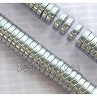 Hematite heishi beads, no-Magnetic, silver electroplated