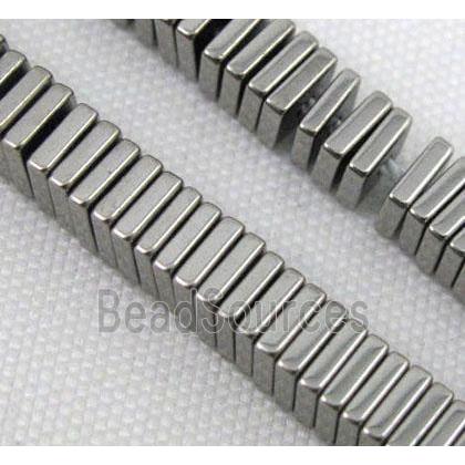 Hematite beads, no-Magnetic, platinum electroplated, square