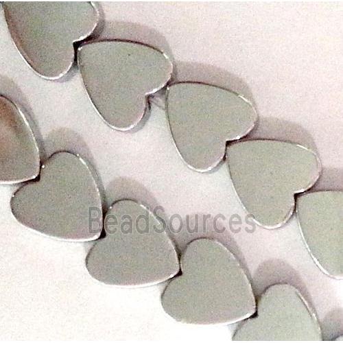 Hematite heart beads, no-Magnetic, platinum plated