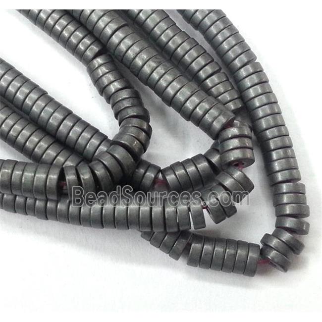 matte Hematite heishi disc beads, no-Magnetic