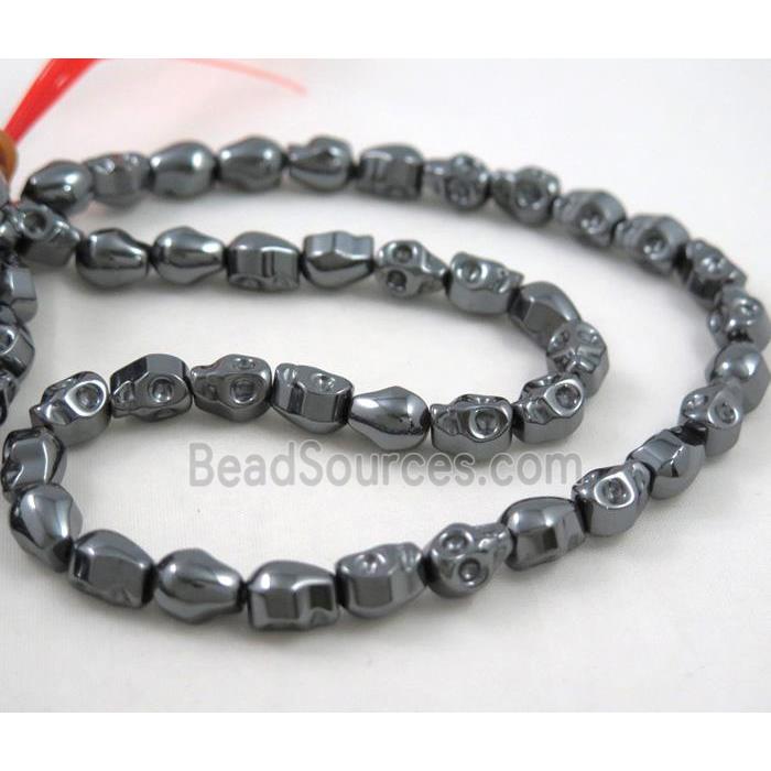 Hematite bead, no-magnetic, skull, black