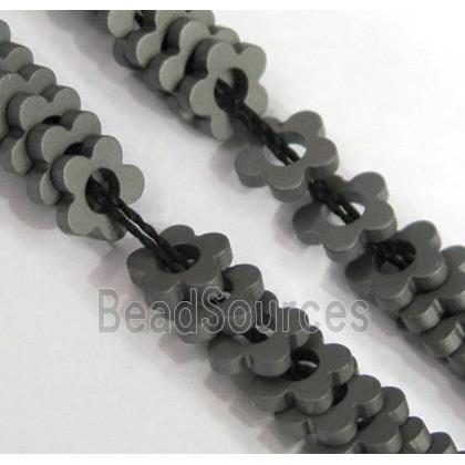 matte Hematite beads, no-magnetic, flower