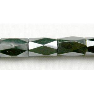 magnetic Hematite Beads, faceted tube, black