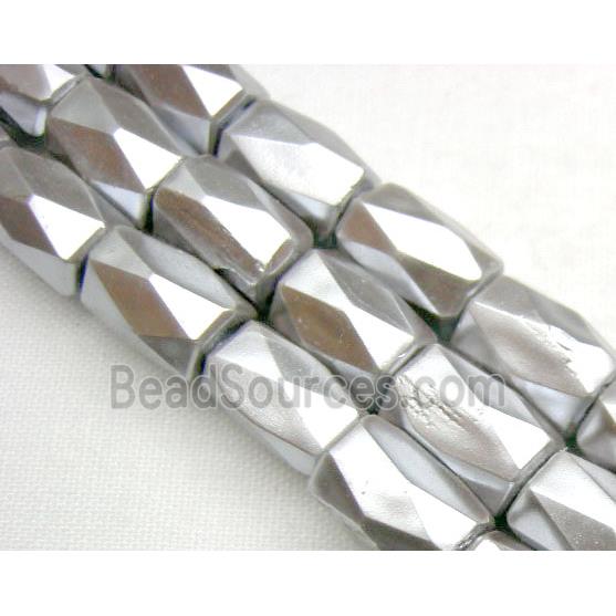 Hematite Magnetic Facet Tube Beads