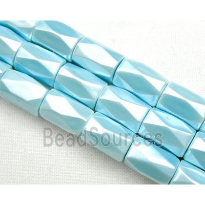 magnetic Hematite Beads, faceted tube, aqua