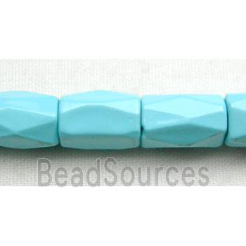 magnetic Hematite Beads, faceted tube, turquoise blue