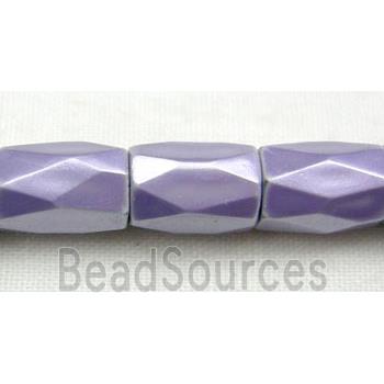 magnetic Hematite Beads, faceted tube, lavender