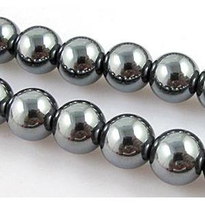 round Hematite Beads, non-magnetic, black