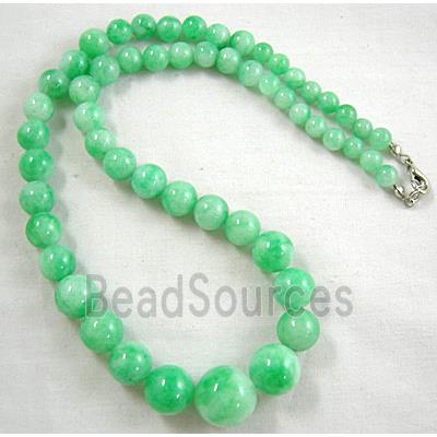 Jade Necklace, round beads, green