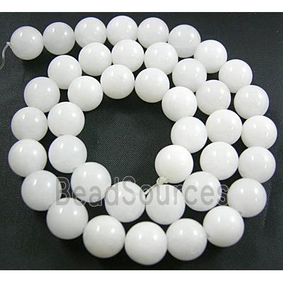 Jade beads, Round, ivory white