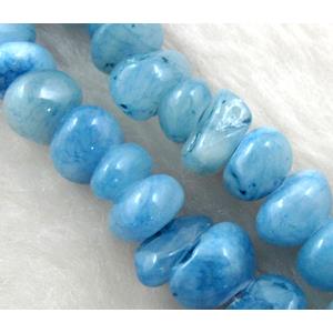 Erose jade bead, Dye chips, stabile