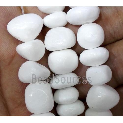 white jade beads, freeform chips, stabile