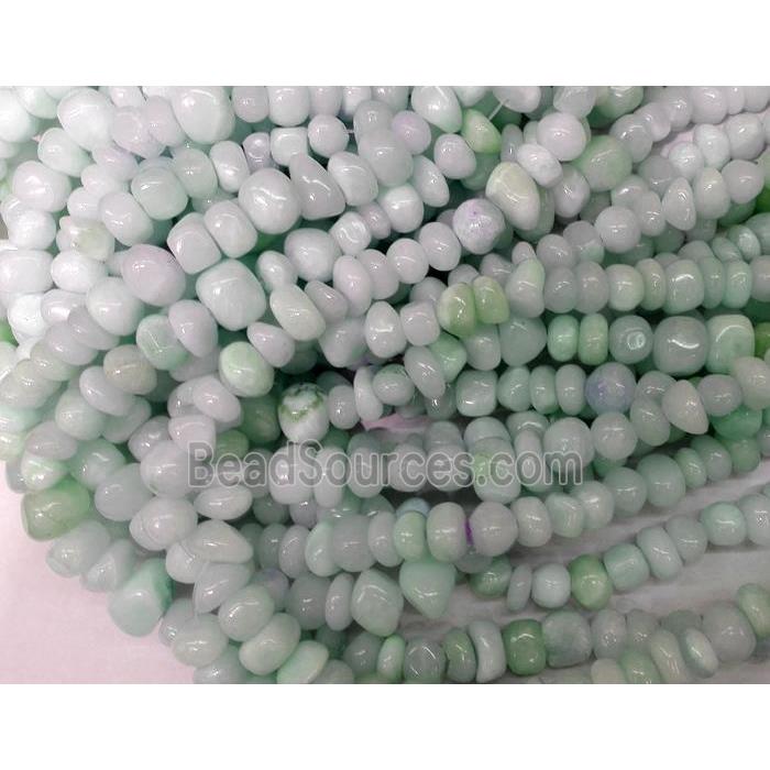 lt.green jade beads, freeform chips, stabile