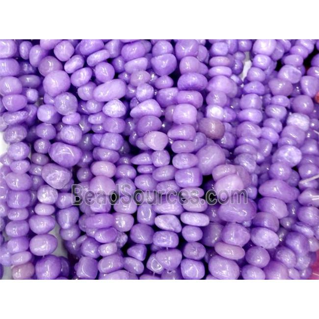 lavender jade beads, freeform chips, stabile