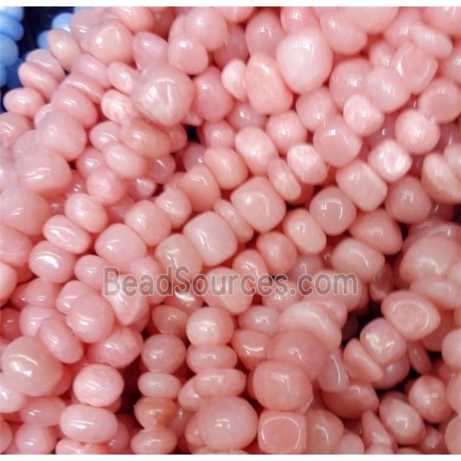 pink jade beads, freeform chips, stabile