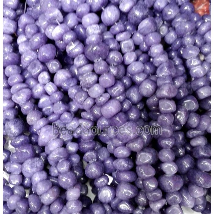 purple jade beads, freeform chips, stabile