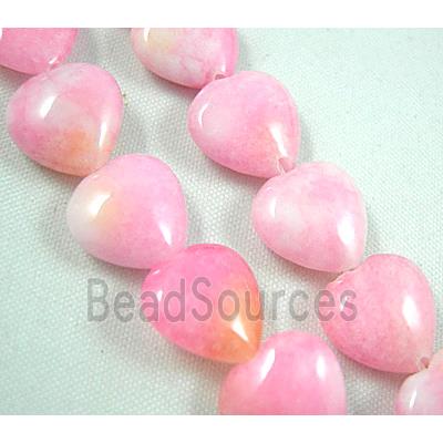 Jade beads, heart, pink