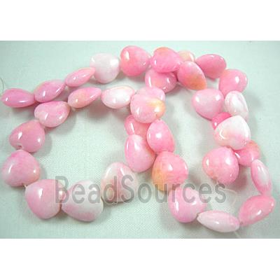 Jade beads, heart, pink