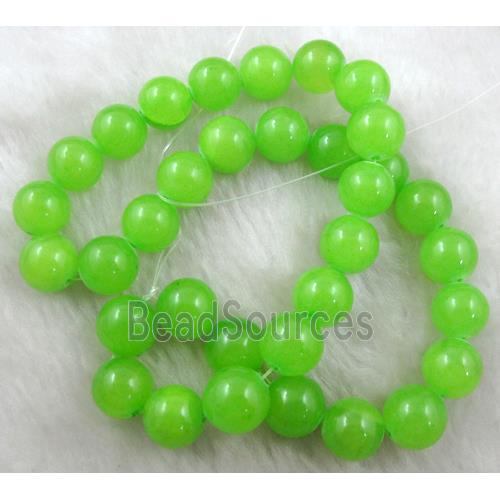 Round Jade bead, dye, stabile, half transparent