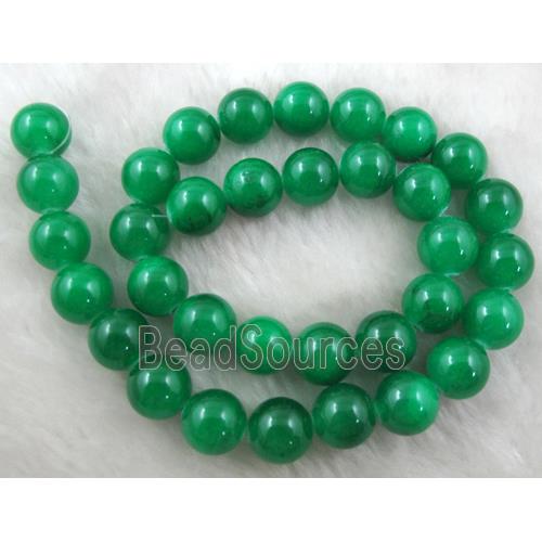 Round Jade bead, dye, stabile, half transparent