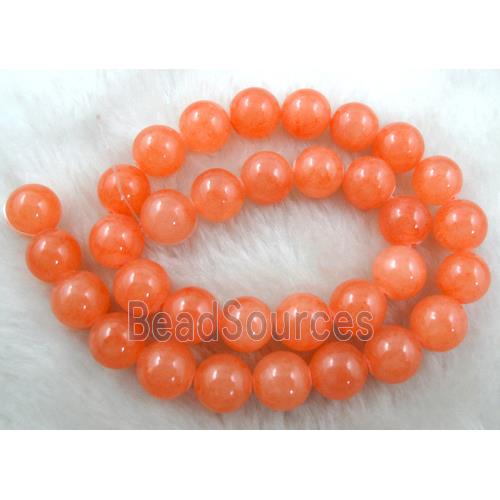 Round Jade bead, dye, stabile, half transparent