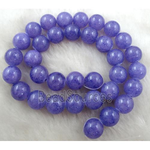 Round Jade bead, lavender, dye, stabile, half transparent