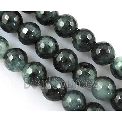 deepgreen Quartzite Jade beads, faceted round