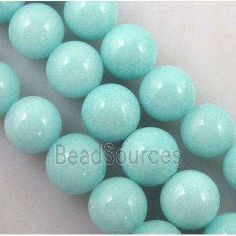 aqua Quartzite Jade beads, round